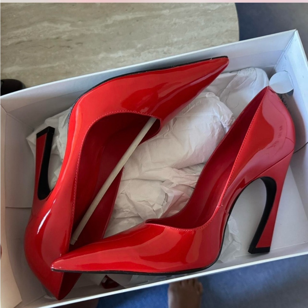 SCHUTZ Red Patent Pointed-Toe Stiletto Pumps